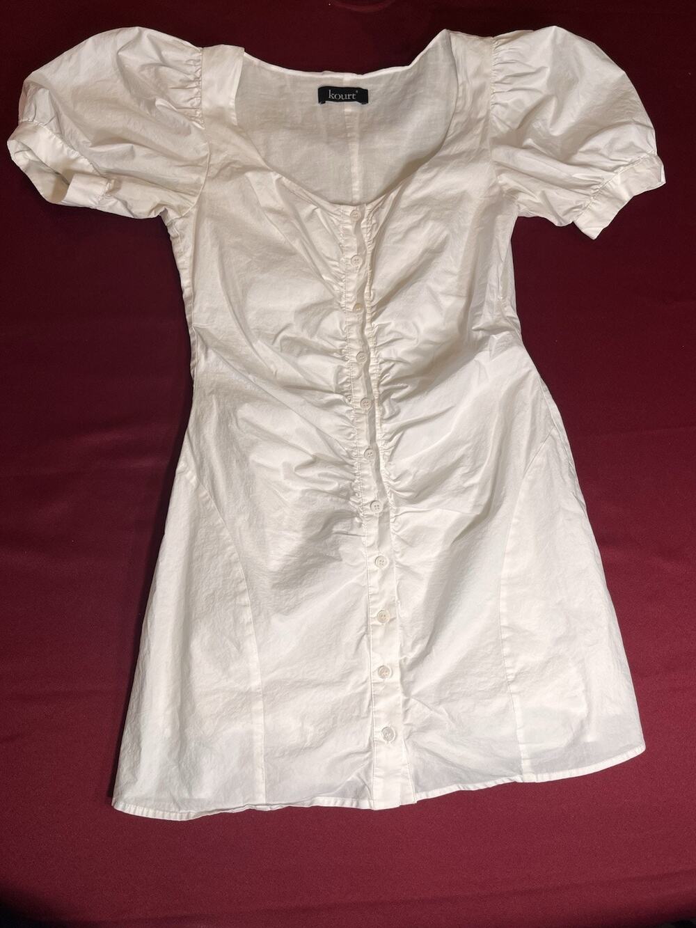 Kourt White Cotton Button-Front Midi Dress